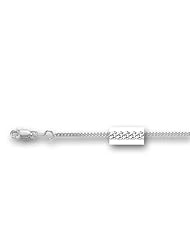 10K Solid White Gold Gourmette Pendant Chain Necklace 20" 1.5mm
