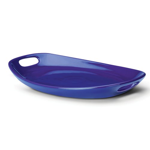 Rachael Ray Stoneware Serving 9-3/4-by-15-3/4-Inch Oval Platter, Blue