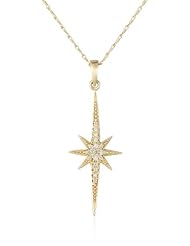 Mizuki 14Kt Chain Charm Small Icicle Starburst Diamond Pendant Necklace (.10Ct), 18"