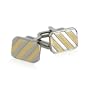 Striped Two-Tone Silver Gold Cufflinks with Gift Box