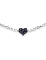 Sterling Silver Diamond & Sapphire Heart Bracelet