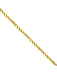 1.9mm, 14 Karat Yellow Gold, Round Wheat Chain - 7 inch