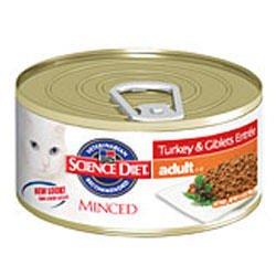 Hill's Science Diet Adult Optimal Care Turkey & Giblets Entree Minced Cat Food - 5.5-Ounce Can (Pack of 24)