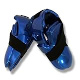 Martial Arts Dipped Foam Sparring Boots Double Layer - Blue - XS