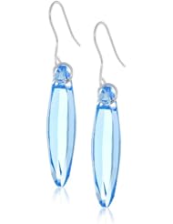 Sterling Silver Genuine Swarovski Elements Crystal Elongated Oval Drop French Wire Earrings