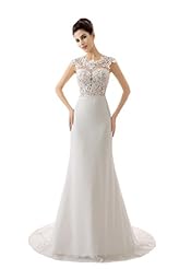 Chiffon Lace Beaded Applique  Wedding Party Dress  With Pearls