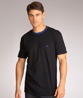 Nautica Pima Cotton Knit Crew Neck T-Shirt Sleepwear (S Anthracite)