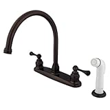 Kingston Brass KB725BL Vintage Gooseneck Kitchen Faucet with White Sprayer, Oil Rubbed Bronze by Kin