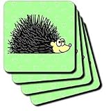 Janna Salak Designs Small Pets - Cute Hedgehog and Hearts Design Green - Coasters