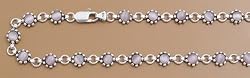 Sterling Silver Stone Anklet - Antique Pink - 10'' in Length