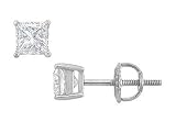 14K White Gold : Princess Cut Diamond Stud Earrings 0.75 CT. TW.