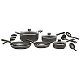 WearEver C957SC74 Admiration Nonstick 12-Piece Dishwasher Safe Cookware Set, Gray