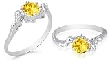 Round Cut Citrine Ring Sterling Silver