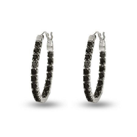 Buy Petite Black Cz Inside Out Oval Hoop Earrings Reviews