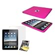 Hot Pink Silicone Case / Skin / Cover & LCD Screen Guard / Protector for Apple iPad