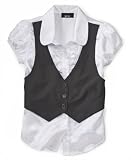 BCX Girls Ruffled Top With Button Vest