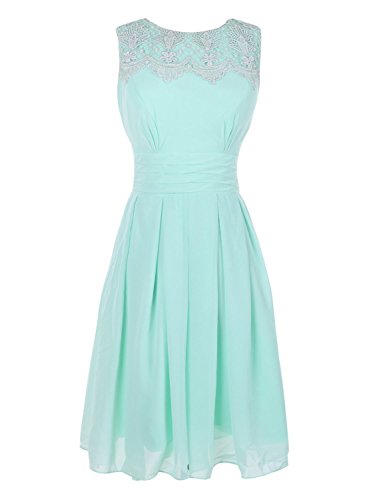 Ouman Short Prom Dress Bridesmaid Gowns with Appliques Neckline