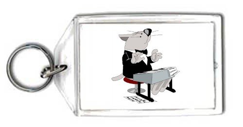 Keychain with keyboards, cat, musician, piano, playing