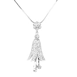 Studio 925 Lily Bell Flower Diamond CZ Pave Sterling Silver Pendant