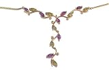 Image of 9ct Yellow gold 43cm Peridot Amethyst Leaves Necklace