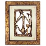 Brass wall art, 'Smoking Hookah'