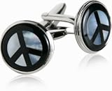 Peace Sign Cufflinks with Mother of Pearl & Onyx