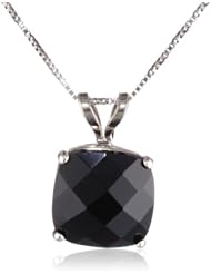 10k Gold Checkerboard Cushion Gemstone Pendant Necklace (8mm )