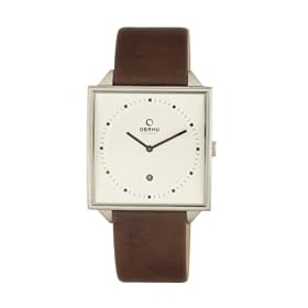 Obaku By Ingersoll Unisex Silver Dial Brown Leather Strap Watch