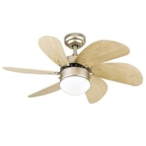 Westinghouse 7814465 Turbo Swirl One-Light 30-Inch Six-Blade Ceiling Fan, Brushed Aluminum with Frosted Globe