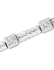 14k White Gold 0.25ct tw Diamond Square Antique Look Bracelet H-J SI-I Quality