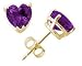 All-Natural Genuine 6 mm, Heart Shape Amethyst earrings set in 14k Yellow gold