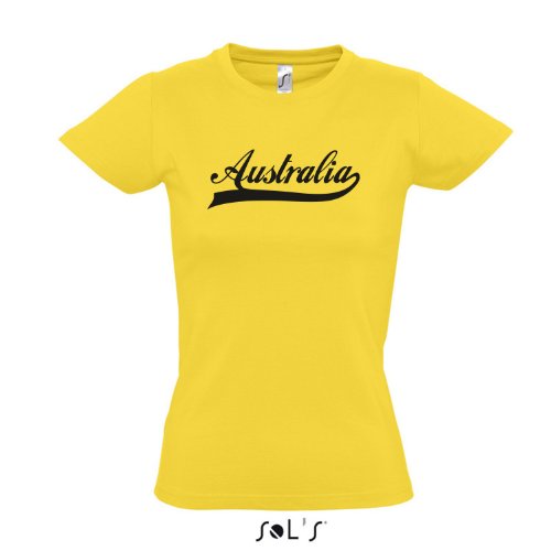 Damen T-Shirt – Australia Oldschool Autralien LÄNDERSHIRT EM / WM FAN Trikot S-XXL , Gold – schwarz , L