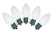 10 Battery Operated Ceramic White LED C9 Christmas Lights - Green Wire