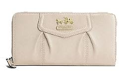 Coach Madison Pleated Leather Accordion Zip Around Wallet 44392 Parchment White