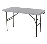 4' Multipurpose Utility Center-Fold Folding Table w/ Carrying Handle - White Granite Top Color w/ Gray Frame