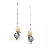 MILLE LUCCI: *BINGLE BANGLE MURANO SEA BLUE & GOLD VERMEIL EARRINGS*