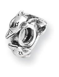 Dolphins Charm in Silver for 3mm Charm Bracelets