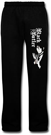 WVCAK Men's Black Butler Sebastian Michaelis Bottom Fleece Sweatpants With Pocket XL Black