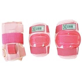Childs Xcess Combo Protection Set Include Knee Pads, Elbow Pads and Wrist Guards in Pink