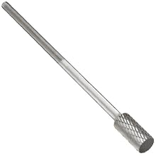 PFERD Cylindrical Carbide Bur, Long-Length, Uncoated (Bright) Finish, Double Cut, Plain End
