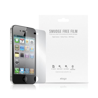 elago Smudge Free Film (Anti-Finger Print) Set for iPhone 4/4S AT&T, Sprint, Verizon + Microfiber Cleaner