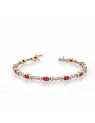 14k Gold 3.89ct tw 5x3 Oval Ruby and Diamond Bracelet