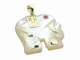 White Mother Of Pearl Lucky Elephant Pendant, 14k Gold