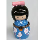 Blue Japanese Doll Pill Box
