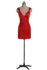 Sexy V-neck Cocktail Short Sheath Lace Satin Club Dress/Prom Dress 