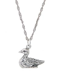 Sterling Silver Mallard Duck / Wild Duck Charm with Thin Singapore Chain Necklace