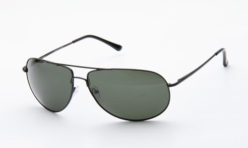 Classic Polarized Metal Aviator Sunglasses in Black/Green