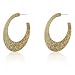 14k Yellow Gold Plated Large Textured Hoop Earrings