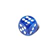 16mm d6 Blue Translucent Round Edge Dice with Pips