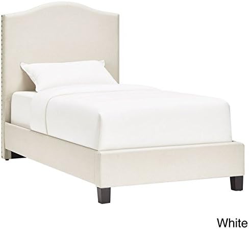 Blanchard Nailheads Camelback Upholstered TWIN-size Upholstered Bed in White